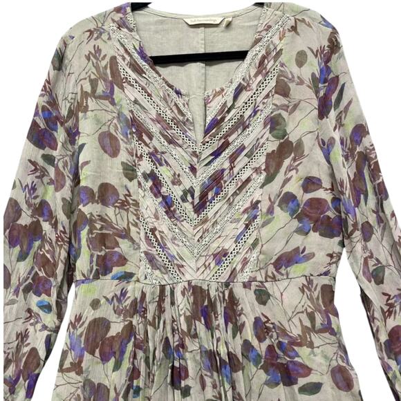 Soft Surroundings Dresses & Skirts - Soft Surroundings Dress Taupe Floral Peasant Chiffon Prairie Women's Size 8